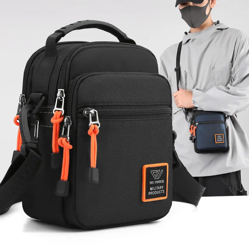 Messenger Sling Bags For Men Casual Canvas Small Zipper Crossbody Pouch Simple Small Crossbody Shoulder Bag Men Bag