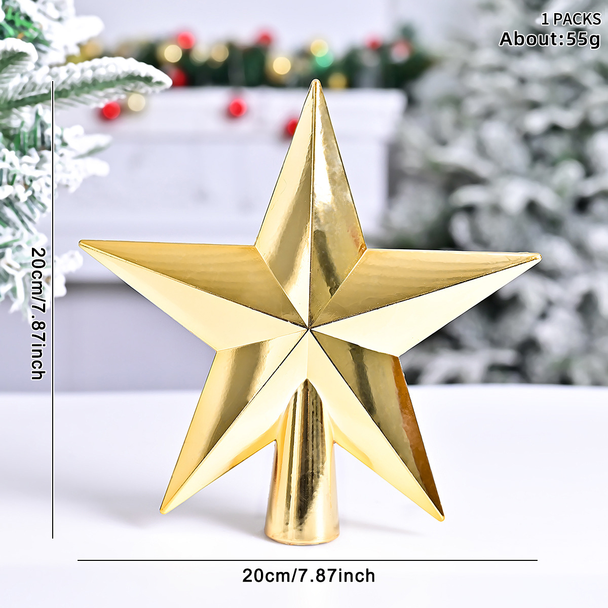 XM-0037-Estrella de cinco puntas Árbol Estrella Dorado