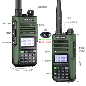 Baofeng Uv13pro Talkie-walkie 435-155mhz Ip65 Vert Militaire Appareil de Communication Extérieur - Product Image 1