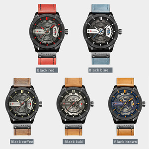8301 CURREN Men's Sports Quartz Watch Leather Strap Business Fashion Antique Cartoon Alloy <b>Case</b> Water Resistant Date Display - Product Image 6