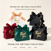 Boîte cadeau en gros dorée avec ruban pour cartes de remerciement, idéale pour les fêtes de mariage et les sacs cadeaux de festival