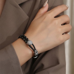 Nueva Joyería de Moda, Brazalete Vintage de Acero Inoxidable y Madera de Palisandro para Hombre - Product Image 3
