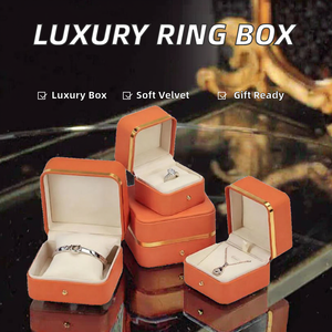 Caja de Anillo de Boda Cuadrada de Lujo con Forro de Terciopelo, Empaque de Joyería de Cuero PU para Pulseras y Pendientes, Caja de Regalo para Joyería - Product Image 2