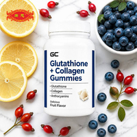 Gummies personnalisées Glutathion + Collagène pour l'éclat de la peau, soutien antioxydant, anthocyanes, saveur fruitée délicieuse, usine OEM
