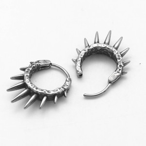 Pendientes de aro yúnique con diseño de púas, de acero de titanio, unisex, joyería geométrica de moda, pendientes de aro redondos de acero inoxidable 316 - Product Image 3