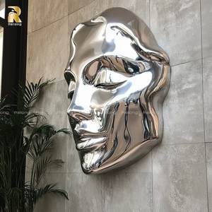 Arte astratta moderna in acciaio inox decorativo 3D <span class=keywords><strong>donna</strong></span> volto scultura parete statua - Product Image 2
