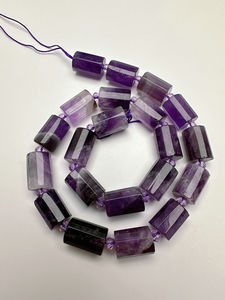 Perle di pietra di ametista viola a forma di cilindro sfaccettato naturale per accessori per collana di bracciali - Product Image 4