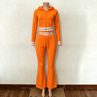 Ensembles de vêtements de détente en tricot gaufré personnalisés pour femme, collection automne 2026 – Veste zippée et pantalon évasé, ensemble 2 pièces pour femme