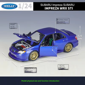 Modello Diecast in scala 1:24 per <span class=keywords><strong>Subaru</strong></span> Impreza WRX STI giocattoli per <span class=keywords><strong>auto</strong></span> in metallo con suono e luce da decorare per bambini - Product Image 3