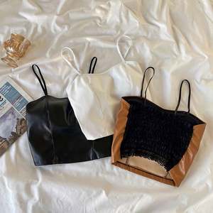 I-0671 Sujetador estilo chaleco de cuero para mujer, con espalda hermosa, ajustado, corto, con copas fijas y almohadillas para el pecho - Product Image 5