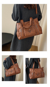Borsa Tote da Donna Casual Stile Retrò <span class=keywords><strong>MELI</strong></span> BC61261, Moda Vintage con Cerniera, Grande Capacità, Due Cinghie, Tracolla - Product Image 5
