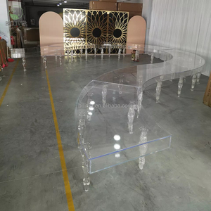Wholesale Low Price Arc Shape Banquet Event Crystal Transparent Ghost <strong>Clear</strong> <strong>Table</strong> for Wedding Acrylic - Product Image 4