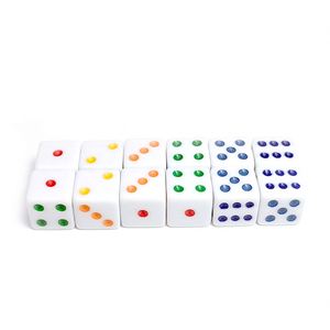 Dado Acrílico Cuadrado Blanco Personalizado de 25mm con Puntos de Colores de 16mm para Fabricantes - Product Image 1