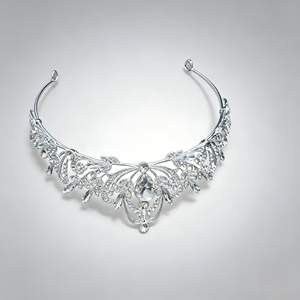 Serre-tête ajustable en alliage d'argent avec strass, éléments plumeux et accent floral perlé, accessoire de cheveux de princesse pour filles, idéal pour les fêtes - Product Image 3