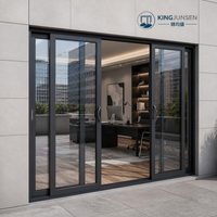 Puertas Corredizas Modernas Personalizadas de Aluminio, Vidrio Templado Resistente, Aislamiento Térmico, Resistentes al Viento, para Sala de Estar, Apartamento, Villa