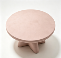 Table basse ronde Elloak, table basse à piétement étoilé rose blush avec finition en daim mat pour salon, style moderne