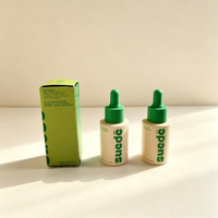 Flacon compte-gouttes rond en verre vide de 30 ml et 50 ml, couleur verte personnalisée, pour huiles essentielles et sérums, conteneur cosmétique OEM ODM avec boîte