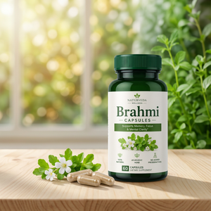 Capsules Brahmi Naturveda Wellness, 60 capsules végétariennes, complément alimentaire naturel à base de plantes, soutien à la santé du cerveau, amélioration de la mémoire et de la concentration, éclaircissement de la peau - Product Image 1
