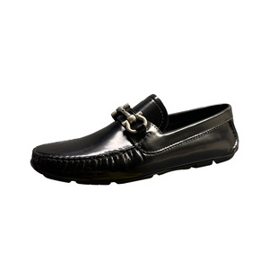 Men's Leather Loafers Black Flat Heel Horsebit Buckle <b>Slip</b> <b>On</b> Fashion Casual Shoes - Product Image 5
