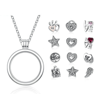 Diy Trendy Sieraden Custom Drijvende Charm Ronde Vorm Medaillon Ketting 925 Sterling Zilveren Hanger Voor Vrouwen Gift
