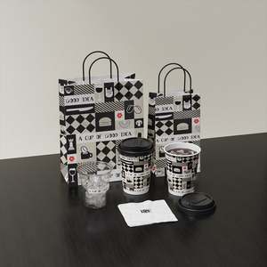 Sacs en papier kraft biodégradables personnalisés avec votre logo pour café à emporter - Product Image 1