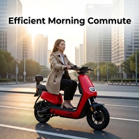 Vélo électrique urbain 500W 48V, cadre en alliage d'aluminium 14 pouces, moteur à moyeu arrière, double siège avec dossier, freins à tambour, pour trajets quotidiens