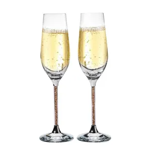 Years Crystal Sparkling Gold Diamond Gefüllte Long Stem Toast gläser Kristall Champagner Flöten glas