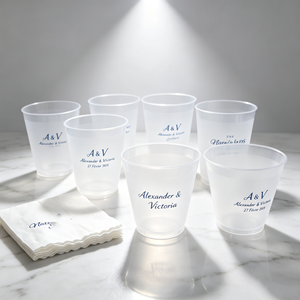 Gobelets en plastique jetables personnalisés de 9 oz, 12 oz, 16 oz, 20 oz, 26 oz, 32 oz, noirs, pour boissons fraîches, avec logo, serviette, pour boissons, eau, café, bar - Product Image 1