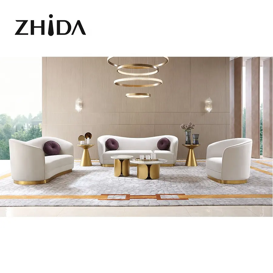 Foshan OEM Hersteller maßge schneiderte Wohn möbel gute Qualität Luxus villa Wohnzimmer möbel Samt Sofa Set