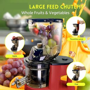 Extracteur de jus à froid à mastication lente, haute performance, séparation pulpe/jus, nettoyage facile, acier inoxydable, <span class=keywords><strong>goulotte</strong></span> d'alimentation large (Rouge) Usage domestique - Product Image 6