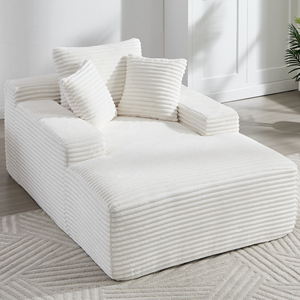 Sofá modular tipo chaise longue de pana a rayas, extragrande, con asiento profundo, para el suelo, con cojines decorativos, para sala de estar y dormitorio - Product Image 1