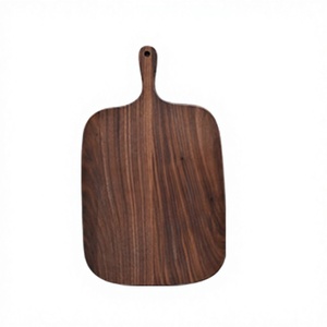Planche à découper rectangulaire en bois avec poignée, motif de grain de bois foncé, pour usage en cuisine, fabriquée au Vietnam - Product Image 1