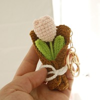 Porte-clés fleurs artificielles au crochet, fait main, amigurumi, peluche écologique, fleurs tricotées en relief, campanules, bleuets