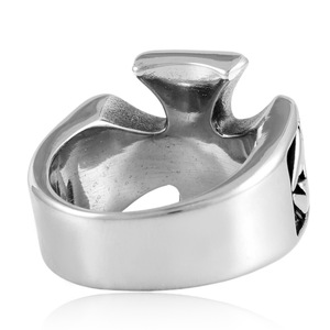 Cross-Shaped Titanium Steel <b>Ring</b> Men's Punk Style Silver Color 280766 - Product Image 2