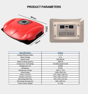 Aire Acondicionado Eléctrico Personalizable de 12V 24V CC para Techo de Camión, RV, Furgoneta, Cabina, Refrigeración de Estacionamiento para <span class=keywords><strong>Camper</strong></span> Van - Product Image 3
