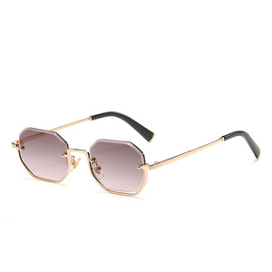 Custom Logo 2026 Fashion Retro Polygon Gradient Shades Glasses UV400 Metal Half Frame Square Sunglasses for <b>Men</b> Women - Product Image 4