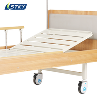 Lit médical manuel en bois à 2 manivelles pour personnes âgées, soins à domicile, avec dossier et repose-jambes réglables, table à manger et matelas