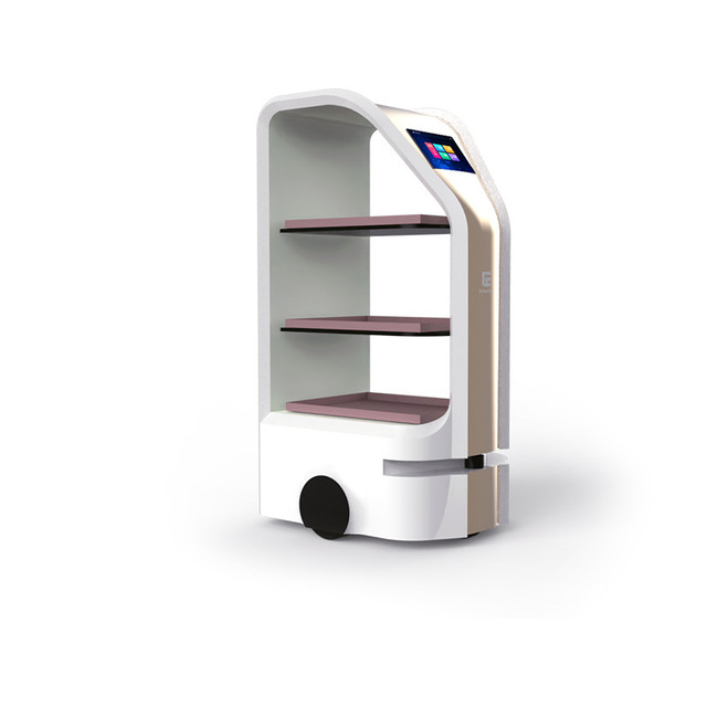 Pea High-Efficiency Intelligent Service Robot for Food Delivery Customer Greeting & Guiding-Smart Restaurant 3-Tier Tray