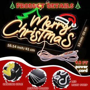 Lumière néon LED Joyeux Noël, alimentée par USB, pour décoration murale intérieure, enseigne de fête, club, magasin, lumière d'ambiance, indicateur lumineux 5V/12V - Product Image 4