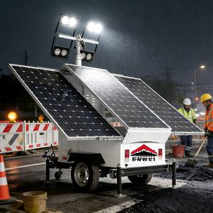 Tour d'éclairage <span class=keywords><strong>solaire</strong></span> mobile à large couverture, remorques lumineuses solaires à LED pour l'éclairage des parkings - Product Image 6