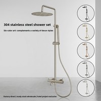Ensemble de douche complet en acier inoxydable 304 chromé, moderne et minimaliste, à montage mural, avec robinet mélangeur chaud-froid et jet de pluie pressurisé