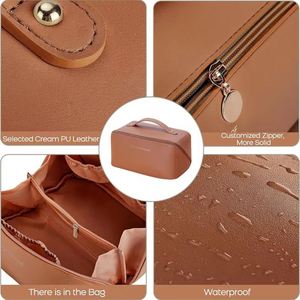 Sac de maquillage cosmétique en cuir PU imperméable portable avec logo personnalisé pour femmes - Product Image 4