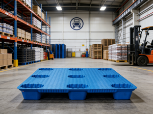 Palettes Huidu en PEHD moulées par soufflage, légères, empilables, à 9 pieds, entrée 4 directions, industrielles, 20 kg, pour le stockage de marchandises en plastique et les magasins de détail - Product Image 3
