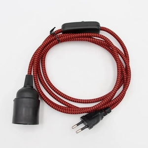 <span class=keywords><strong>Cable</strong></span> <span class=keywords><strong>Textil</strong></span> de 2 Metros <span class=keywords><strong>con</strong></span> <span class=keywords><strong>Enchufe</strong></span> Europeo de 220V, Portalámparas E27, <span class=keywords><strong>Cable</strong></span> de Alimentación <span class=keywords><strong>con</strong></span> <span class=keywords><strong>Interruptor</strong></span> de Encendido/Apagado para Kits de Iluminación Colgante - Product Image 2