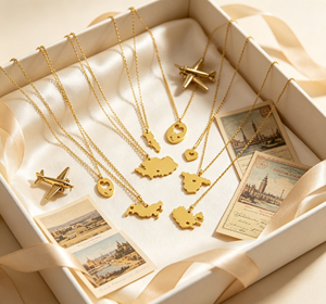 Collar Personalizable con <span class=keywords><strong>Mapa</strong></span> de País Chapado en Oro de 18K, Collar con Colgante de Contorno de <span class=keywords><strong>Mapa</strong></span> de Acero Inoxidable, Joyería Minimalista para Recuerdos de Viaje - Product Image 3