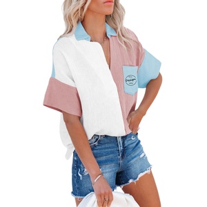 Top vendita vacanza <span class=keywords><strong>donna</strong></span> <span class=keywords><strong>camicia</strong></span> di grandi dimensioni tessuto ampio Fit camicie eleganti per le signore personalizzato serigrafia Logo - Product Image 4