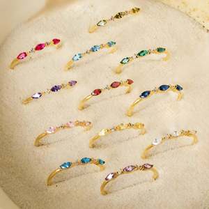 Nueva moda Marquesa forma colorido circón pila ring18k chapado en oro de acero inoxidable 12 anillos de piedra natal - Product Image 1