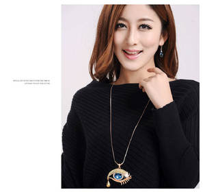 Модные длинные ожерелья с кристаллами и каплевидными глазами для женщин, цепочка для свитера, ювелирные изделия - Product Image 6