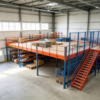 HONGXIN Étagère de mezzanine robuste en acier laminé à froid sans boulons, personnalisable, 2/3 niveaux, avec revêtement en poudre pour protection contre la corrosion