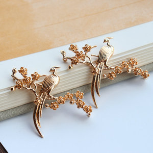 Jiny 3D Perche sur la branche d'oiseau de style ancien, en cuivre coulé couleur Paulownia, accessoire DIY pour la préservation des couleurs - Product Image 1
